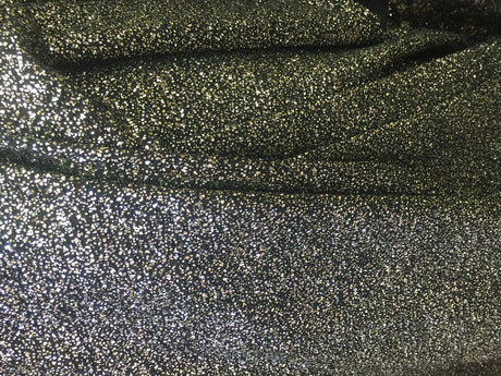 4 Way Stretch Glitter Fabric Black Gold