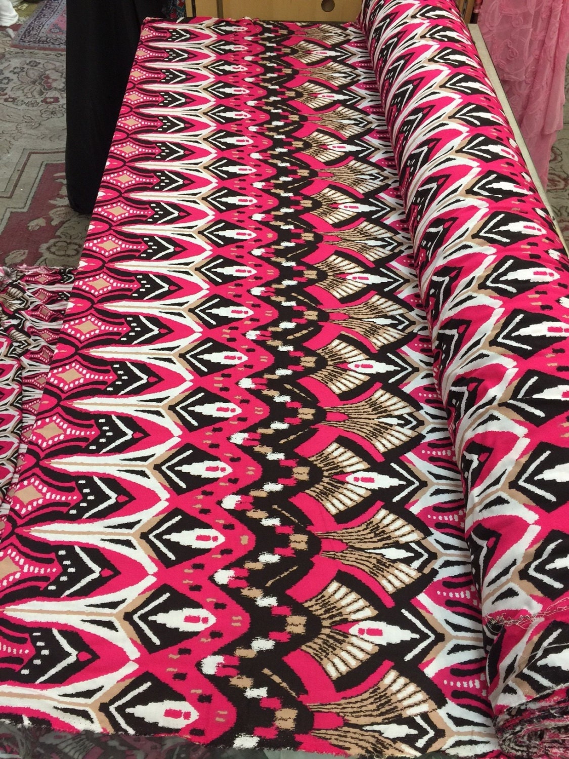 Rayon Challis Egyptian Print Magenta