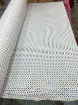 Rayon Challis Blue Dots on Off-White