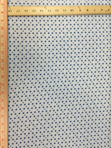 Rayon Challis Blue Dots on Off-White