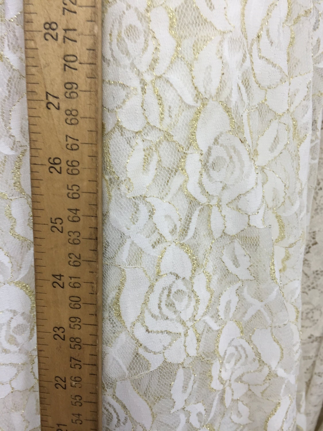 4-Way Stretch Lace Floral Ivory Gold