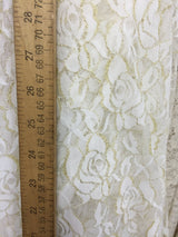 4-Way Stretch Lace Floral Ivory Gold