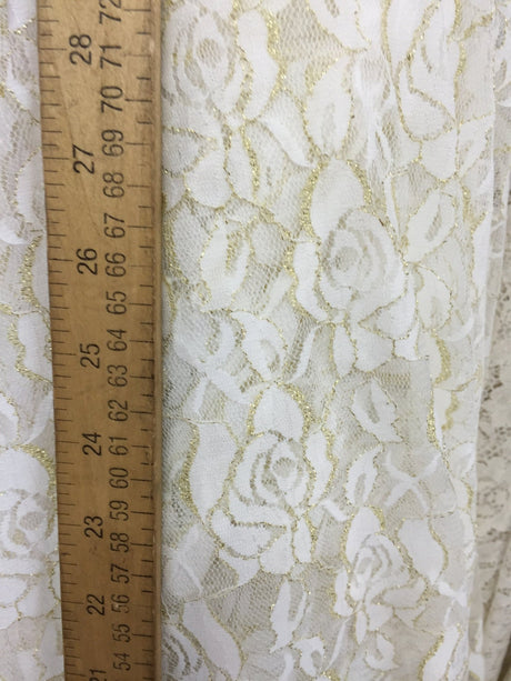 4-Way Stretch Lace Floral Ivory Gold
