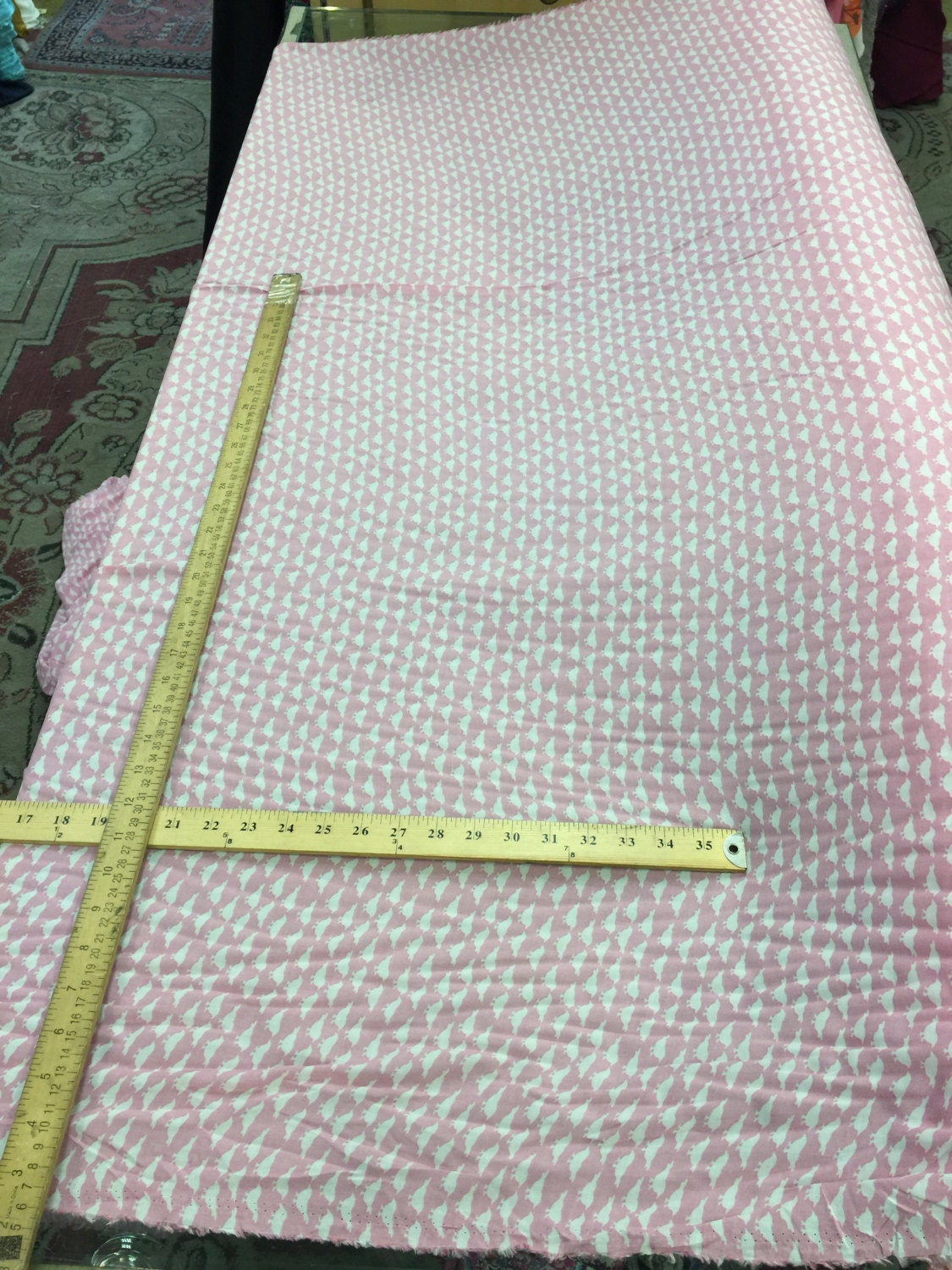Rayon Challis Birds on Light Pink Background