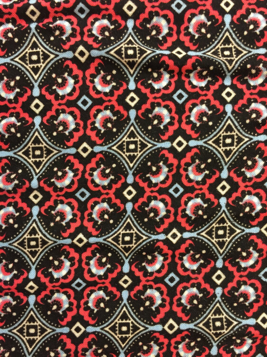 Rayon Challis Print Fabric Red Black