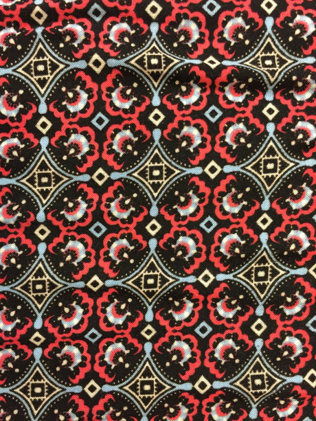 Rayon Challis Print Fabric Red Black