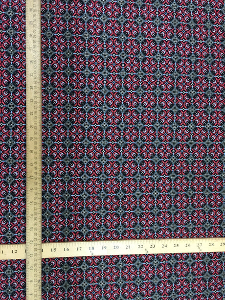 Rayon Challis Print Fabric Red Black