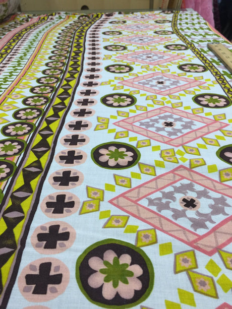 Rayon Challis Pastel Geometric Print