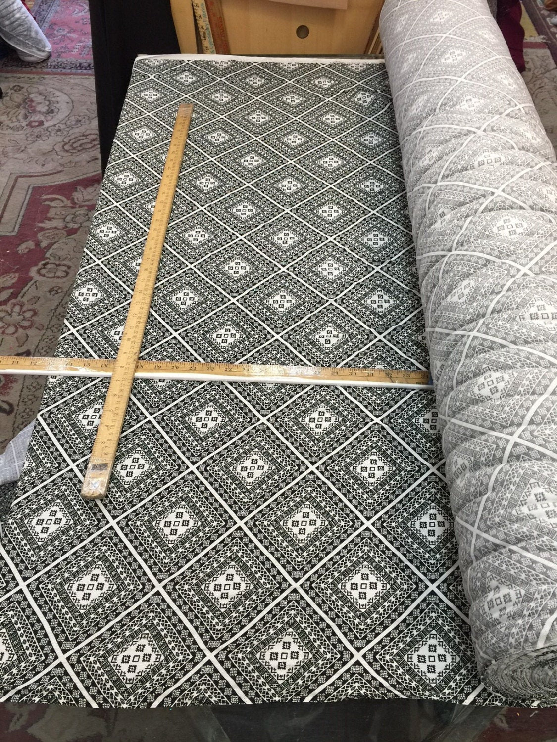 Rayon Challis Black and White Squares