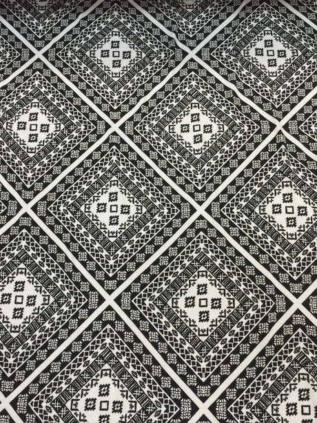 Rayon Challis Black and White Squares