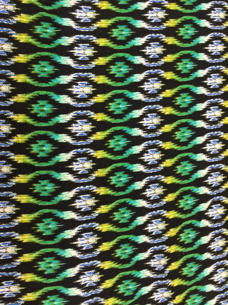 Rayon Challis Lime Green Geometrical Fabric