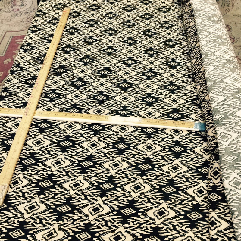 Rayon Challis Beige Black Geometrical Pattern