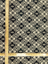 Rayon Challis Beige Black Geometrical Pattern