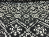 Rayon Crepe Geometric Black and White Fabric
