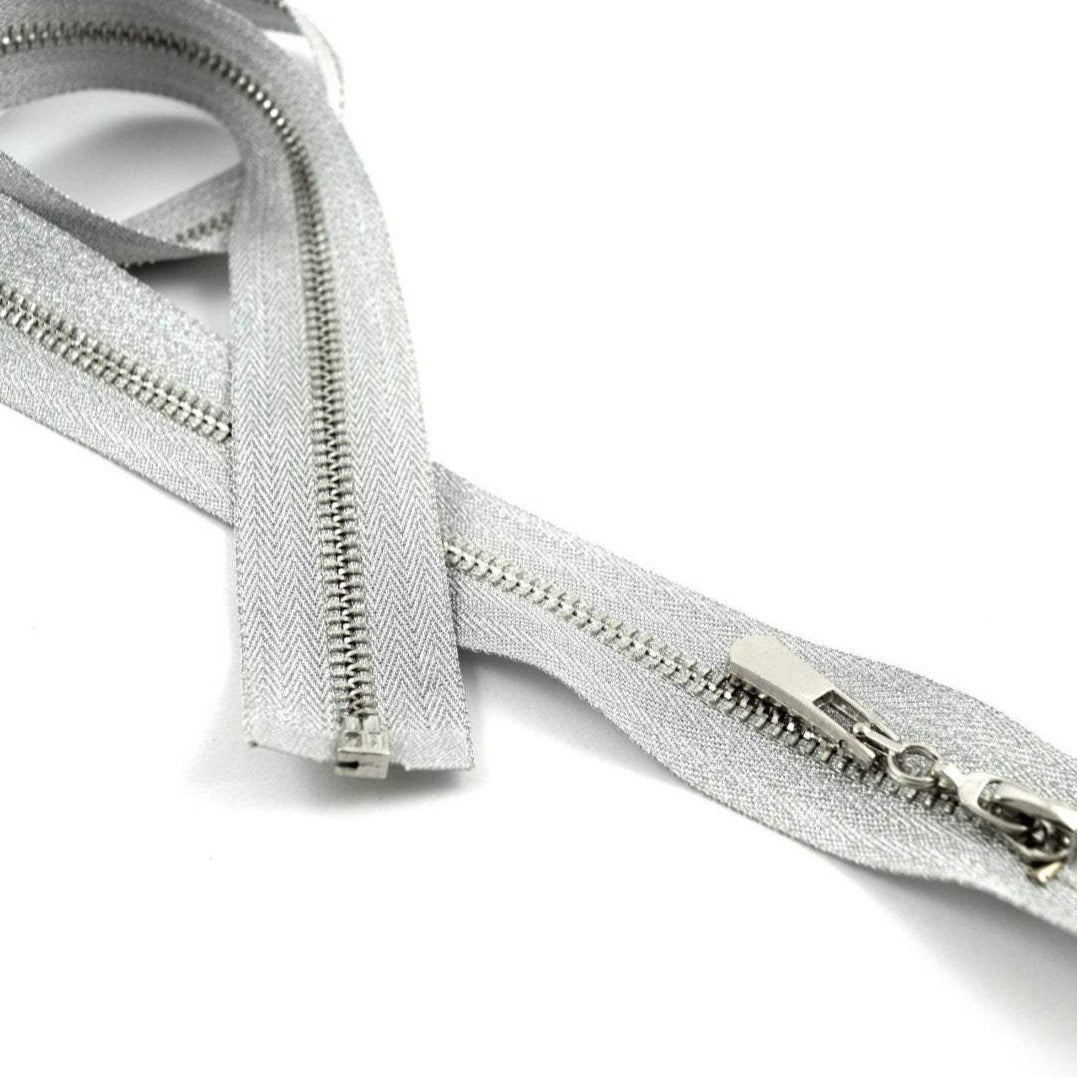 Metallic Silver Open-End Zipper 30 Inch #5