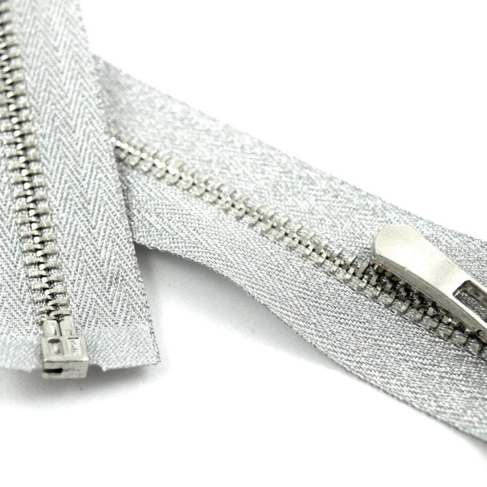 Metallic Silver Open-End Zipper 30 Inch #5