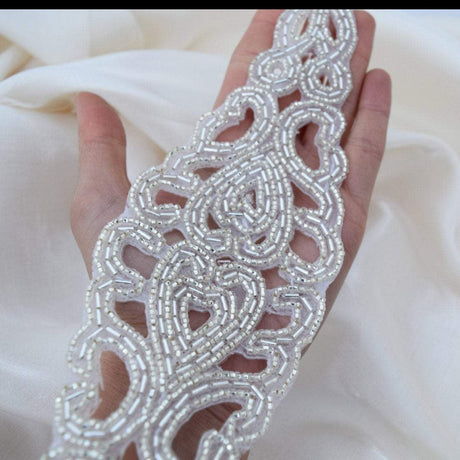 Beaded Silver Applique Iron-On
