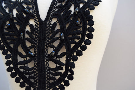 Black Cotton Neckline Applique