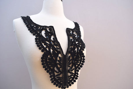 Black Cotton Neckline Applique