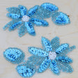 Flower Applique Beaded Aquamarine Iron-On