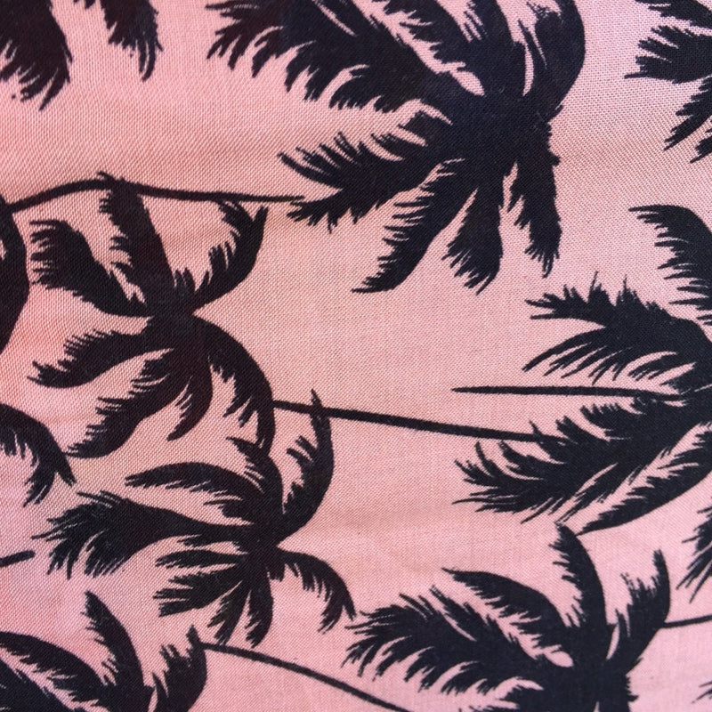 Rayon Challis Palm Trees on Tuscan Pink