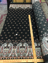 Rayon Challis Black Pink Paisley