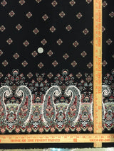 Rayon Challis Black Pink Paisley
