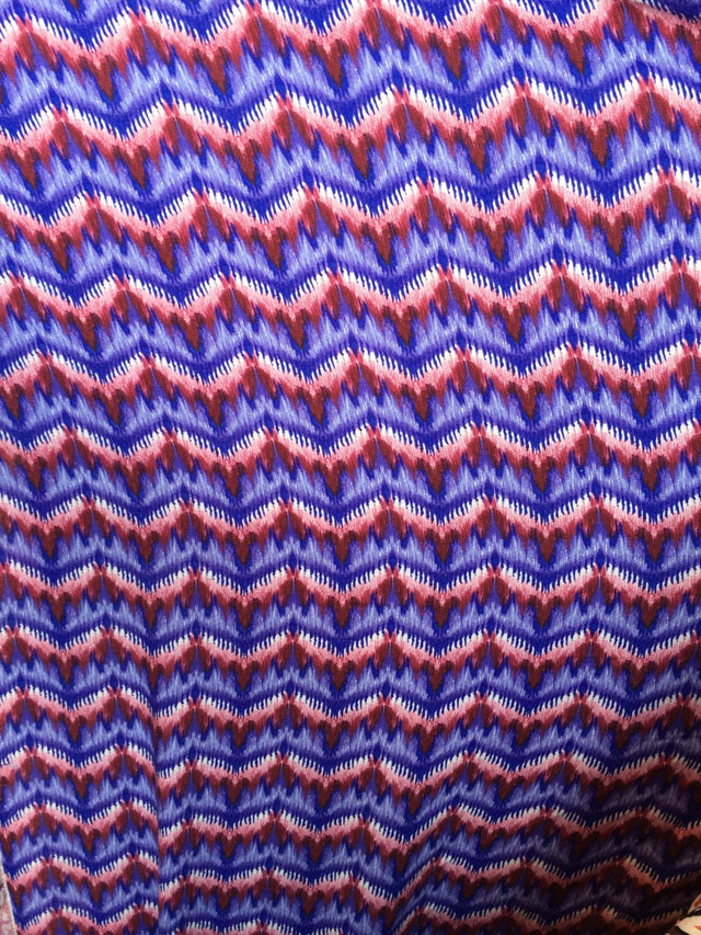 Rayon Challis Ikat Purple Maroon Blue