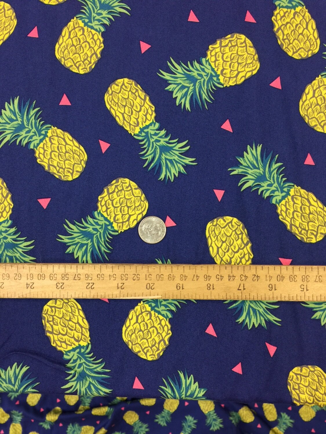 Rayon Double Weight Pineapple Print Navy Blue
