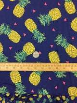 Rayon Double Weight Pineapple Print Navy Blue
