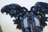 Beaded Applique Black Sweetheart Fringe