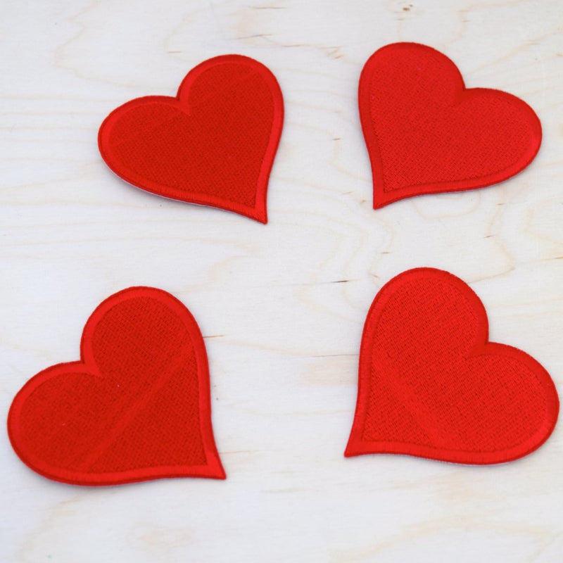 Heart Patches Iron-On Red 3 Inch