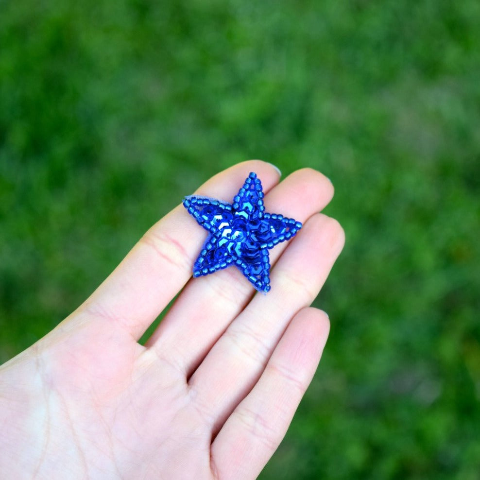 Star Patch Royal Blue Sequins Beading