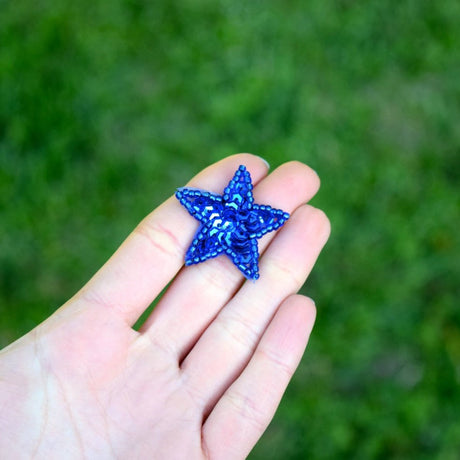 Star Patch Royal Blue Sequins Beading