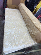 Embroidered Lace Mesh Fabric Champagne