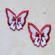 Butterfly Patch Red White Sequin Bead