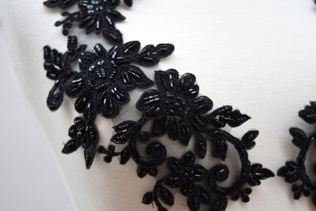 Beaded Flower Applique Pair