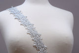 Bridal Lace Trim White Silver Rose