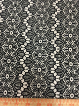 Embroidered Stretch Lace Black and Off White