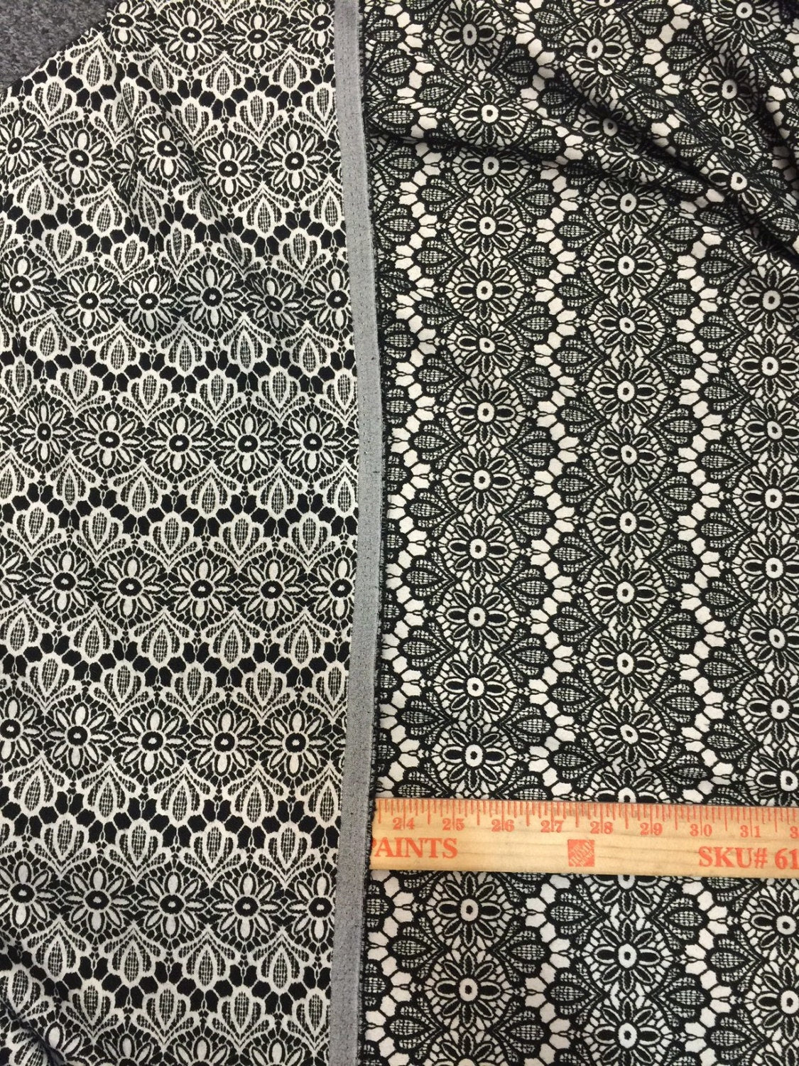 Embroidered Stretch Lace Black and Off White