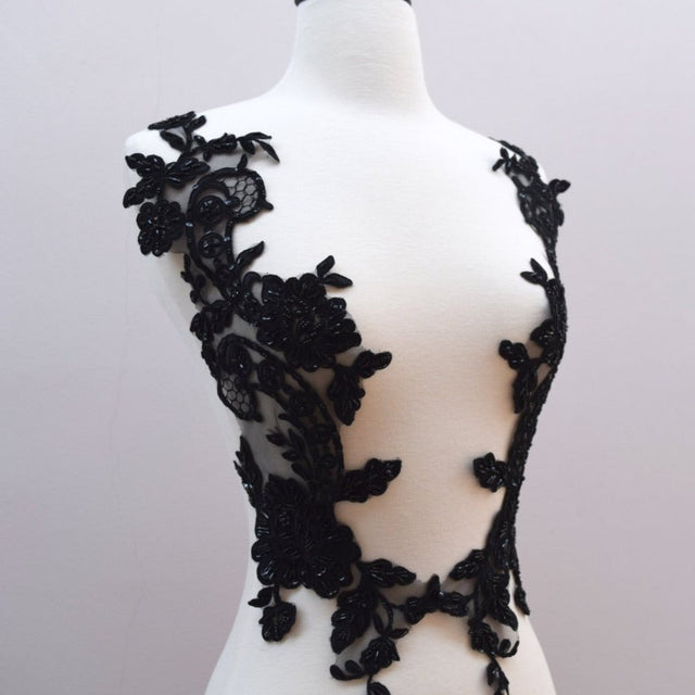 Beaded Applique Black Pair