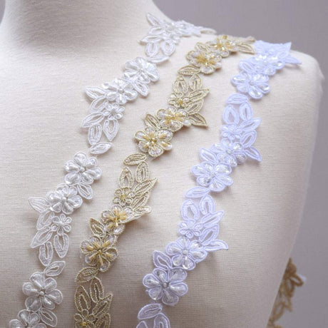Beaded Bridal Lace Trim 1 Inch