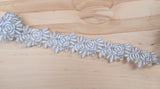 Bridal Lace Trim White Silver Rose