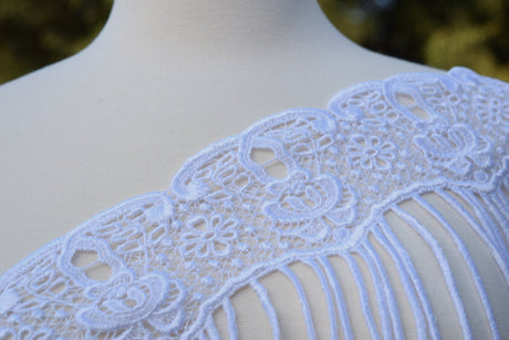 Venice Lace Fringe Trim White 9 Inch
