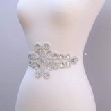 Rhinestone Bridal Applique Silver Double Swirl