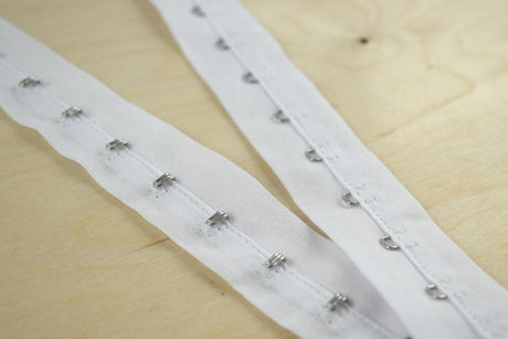 Hook and Eye Tape White Cotton Polyester