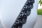 Venice Lace Trim Black 2.75 Inch Rose Motif