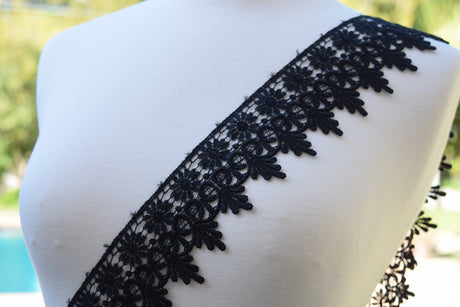 Venice Lace Trim Black 3 Inch