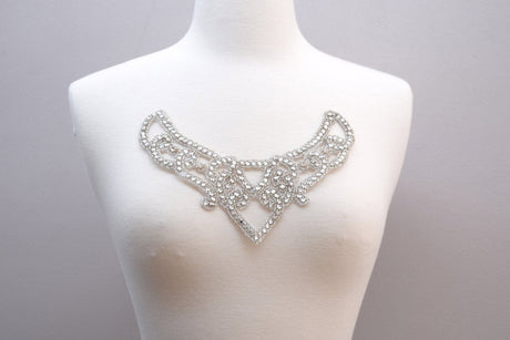 Beaded Rhinestone Neckline Applique