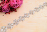 Rhinestone Flower Trim Iron-On Silver Gold